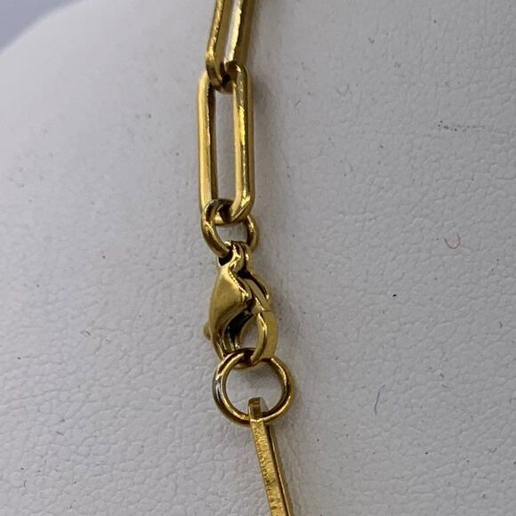 NWOT gold over stainless 16 inches, oblong link chain necklace, classic look, - Picture 4 of 16